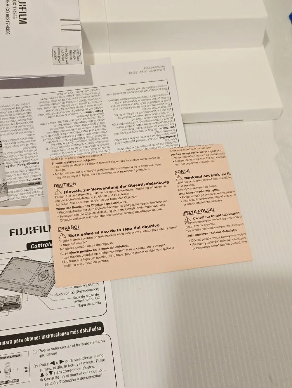 Fujifilm FinePix Z100fd Digital Camera Replacement charger cables and booklets